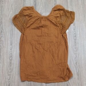 Old Navy Brown Ruffled Cap Sleeve Blouse